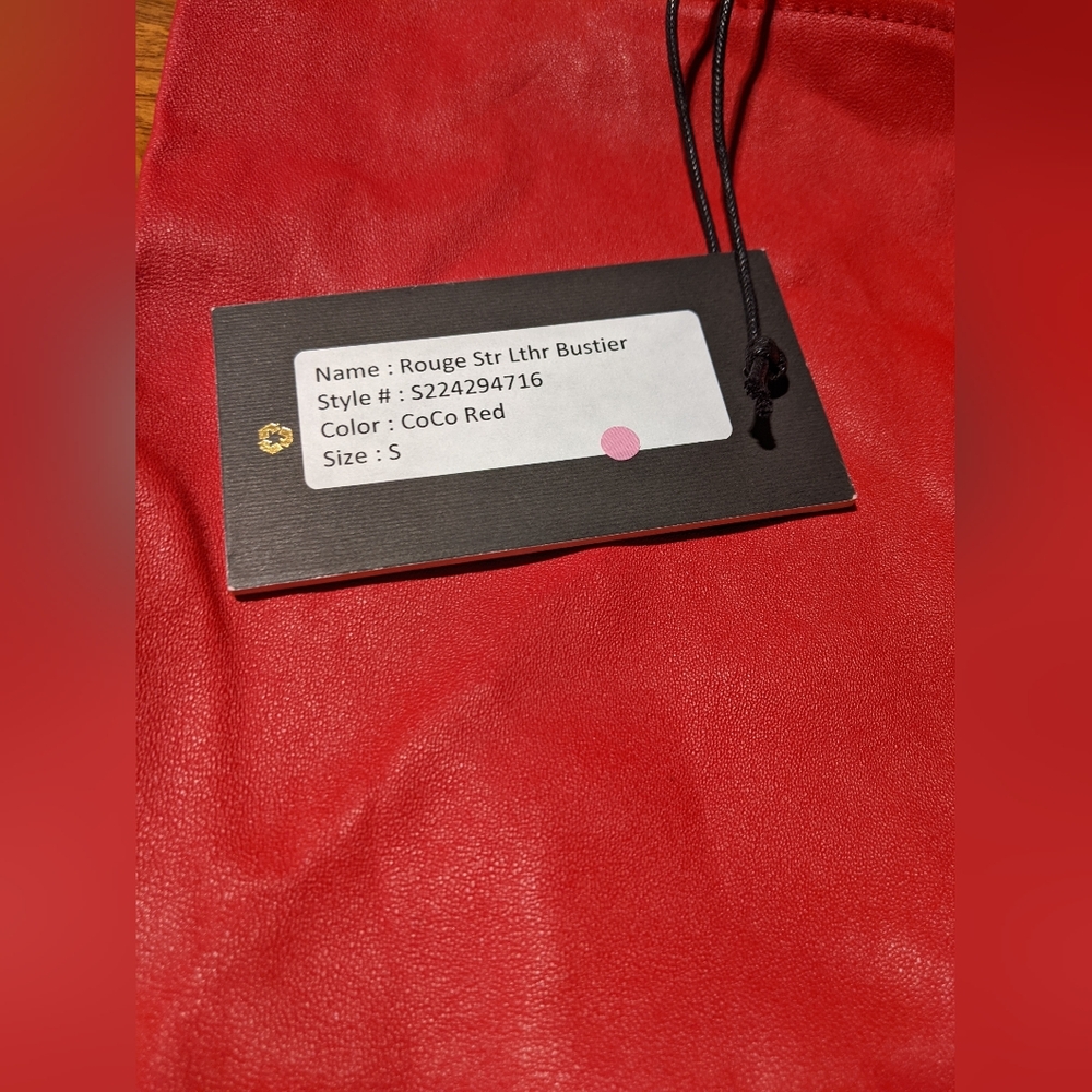 NWT RARE! AS by DF - Rouge Stretch Leather Bustier Top Corset | Coco Red | Small - Picture 8 of 16